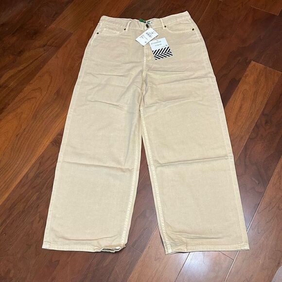 Sandrine Rose (sold by Free people) wide leg high rise pants in sunflower NWT si - Picture 1 of 10